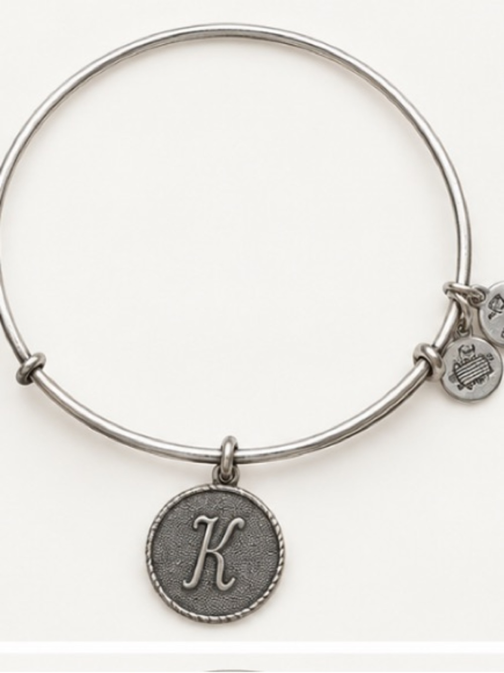 Alex and Ani Initial K Silver-Tone Charm Bangle Bracelet